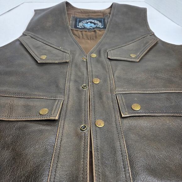 Vintage Men's Himalaya Motor Bike Wear Leather Motorcycle Riding Vest - Picture 14 of 14